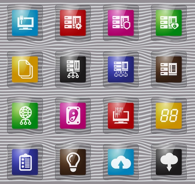 Server glass icon set