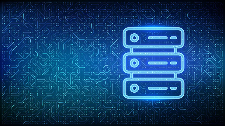 Vector server icon computer server and data storage background server hosting database storage data center circuit board pattern pcb printed circuit texture vector illustration