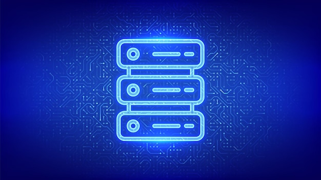 server icon computer server and data storage background server hosting database storage data center circuit board pattern pcb printed circuit texture vector illustration