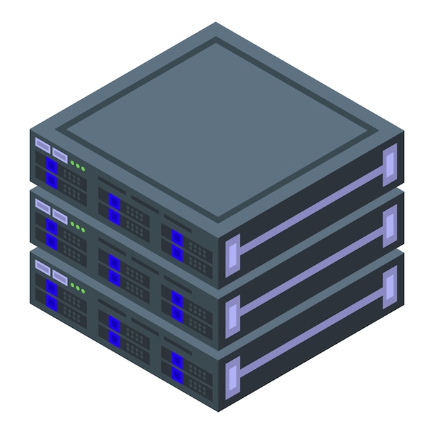 Vector server icon isometric vector data cloud web network