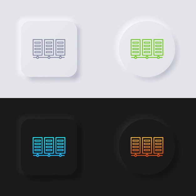 Server icon set multicolor neumorphism button soft ui design for web design application ui and more icon set button vector