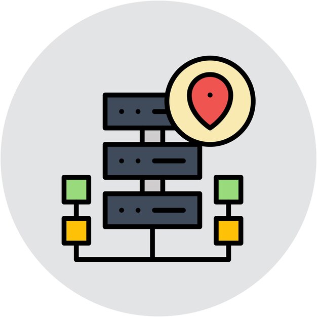 Server Locatie Vector Illustratie Stijl