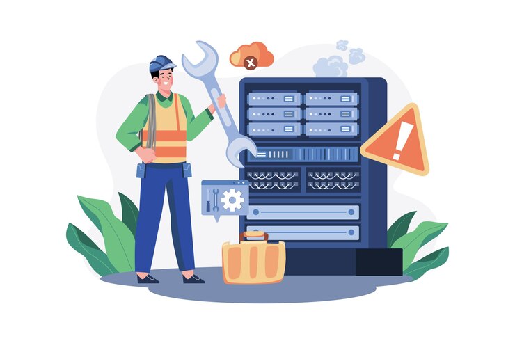 Server Maintenance Illustration concept on white background