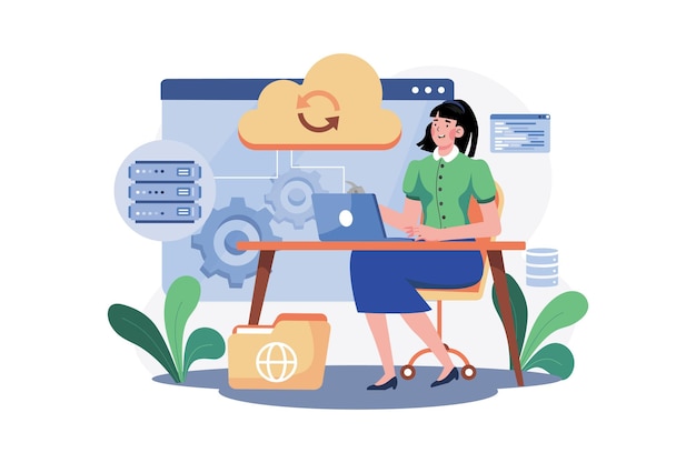 server maintenance illustration concept on white background