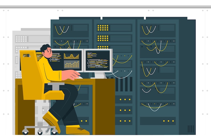 Vector server room concept illustration