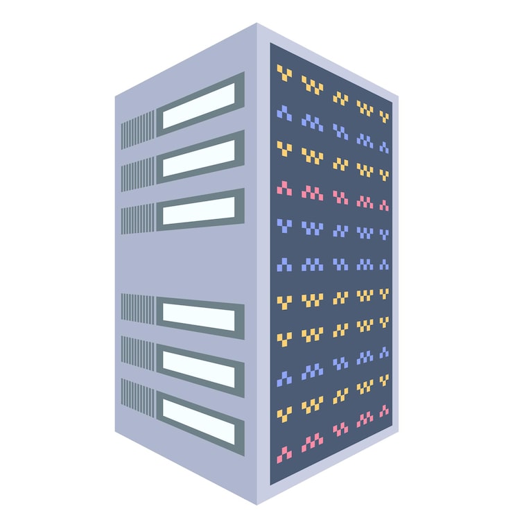 Vector server room database system server racks data protection internet security concept data center icon cloud storage cloud computing computer server hosting icon computer network secure and protection