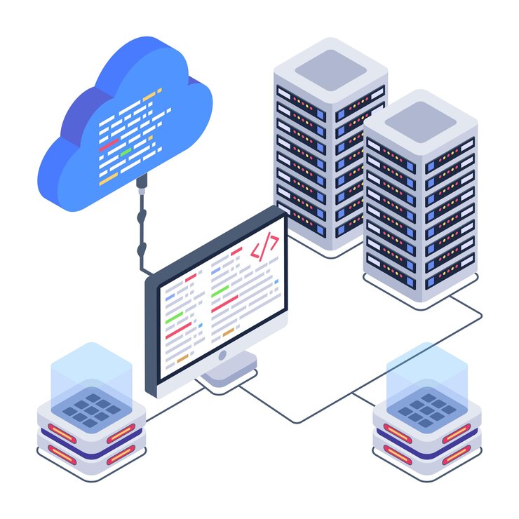Vector a server room icon in isometric design premium download
