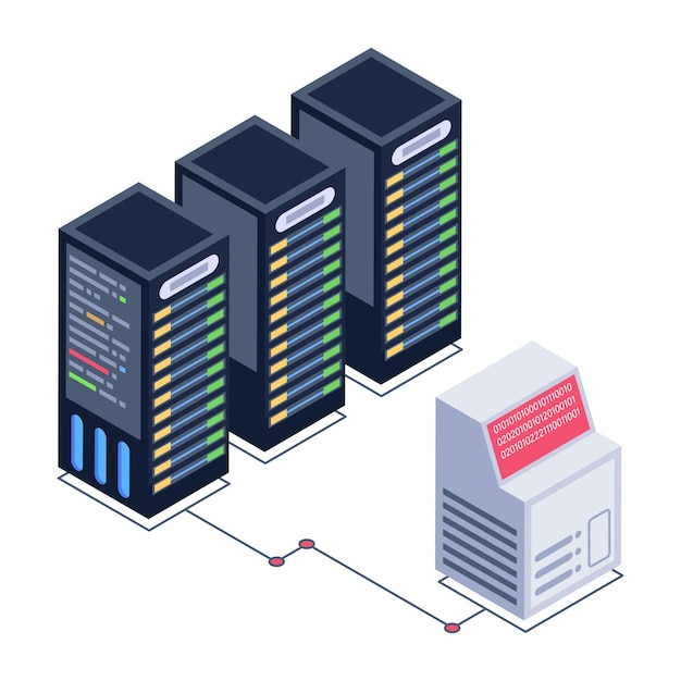 Vector a server room icon in isometric design premium download