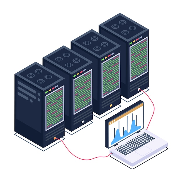 Vector a server room icon in isometric design premium download