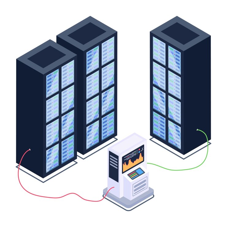 Vector a server room icon in isometric design premium download