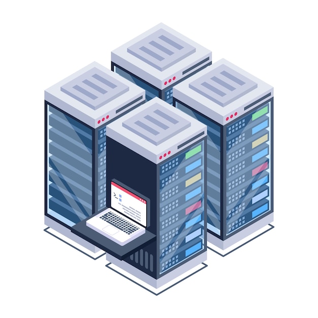 a server room icon in isometric design premium download