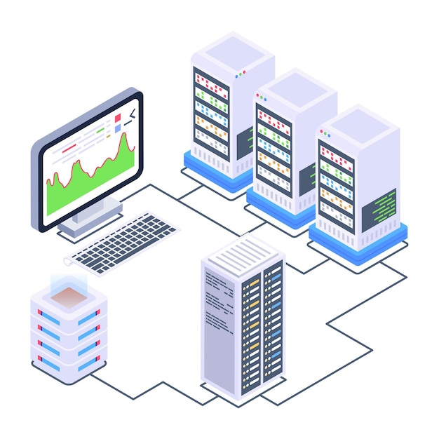 Значок серверной комнаты в изометрическом дизайне Премиум скачать