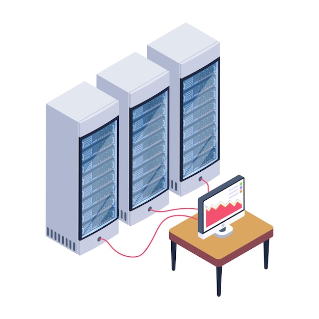 Vector a server room icon in isometric design premium download