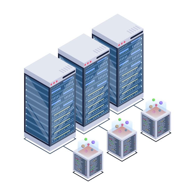 a server room icon in isometric design premium download