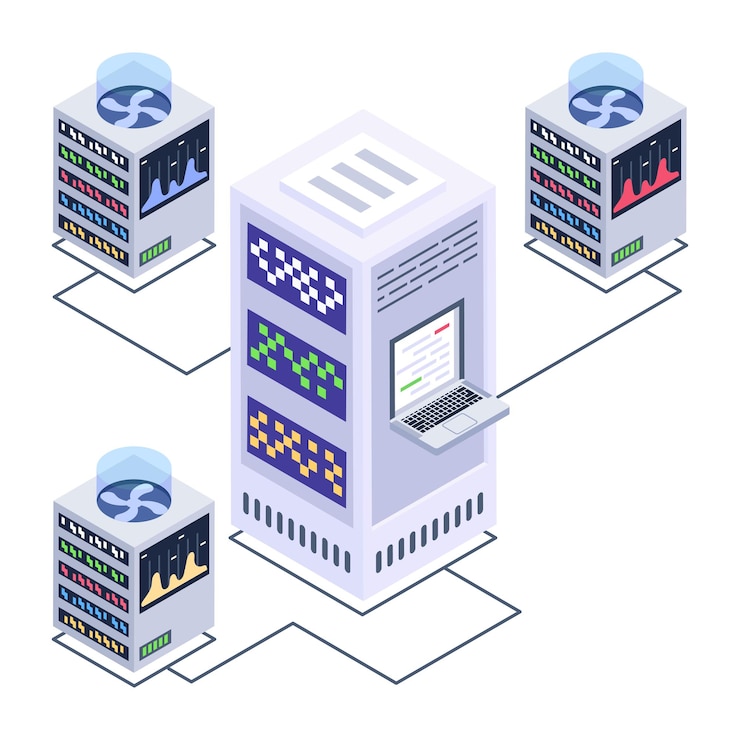 Vector a server room icon in isometric design premium download