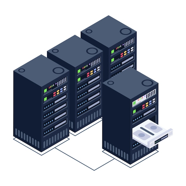 A server room icon in isometric design premium download