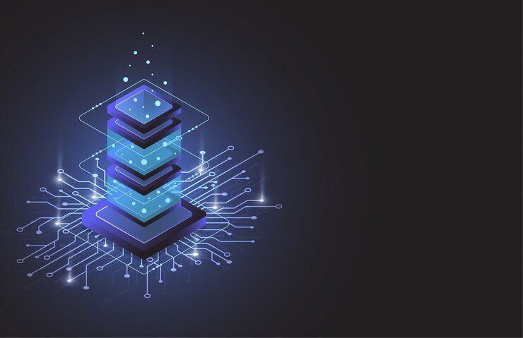 Vector server room isometric, cloud storage data, data center, big data