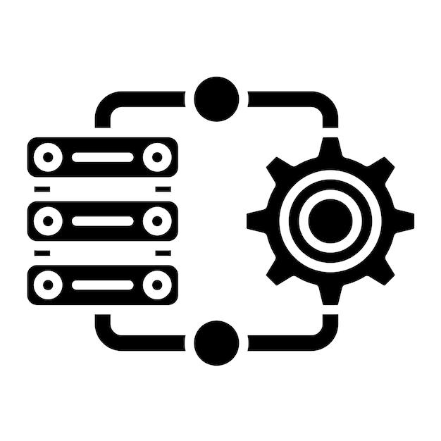 Vector server side engineering glyph solid black illustration