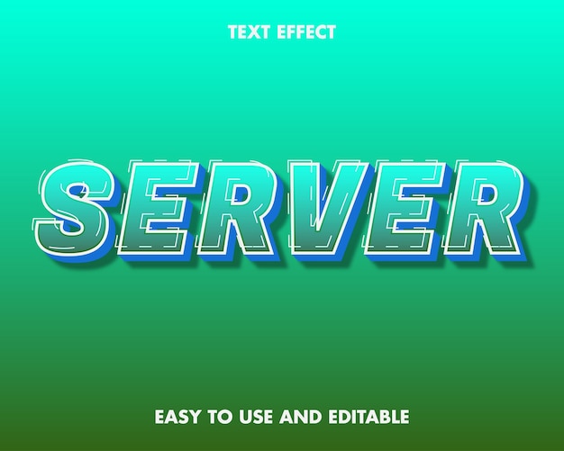 Server teksteffect. bewerkbare tekenstijl.