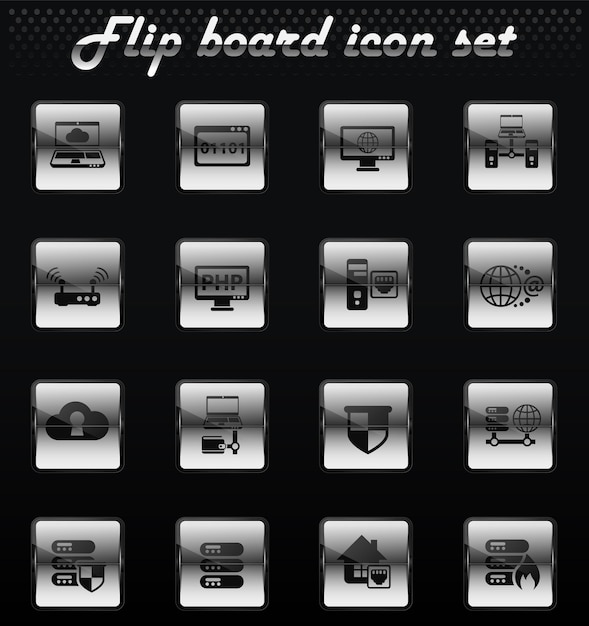 Server vector flip mechanical icons for user interface design