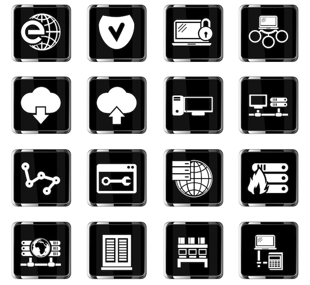 Server vector icons for user interface design