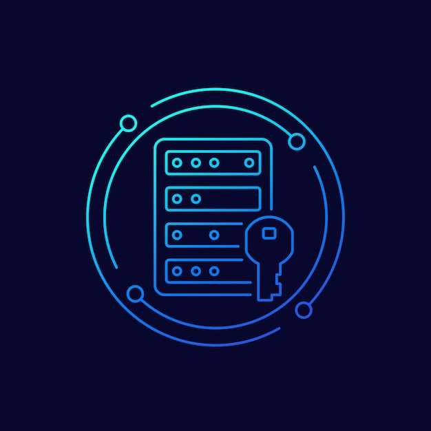 Servermainframe en een sleutellijnpictogram