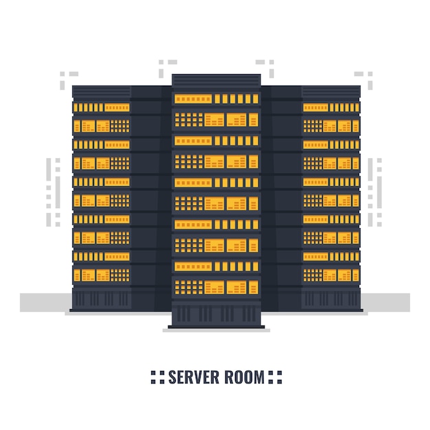 Vector serverruimte, datacenter, serverrack