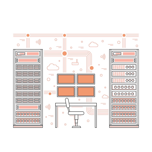 Vector serverruimte en datacenter