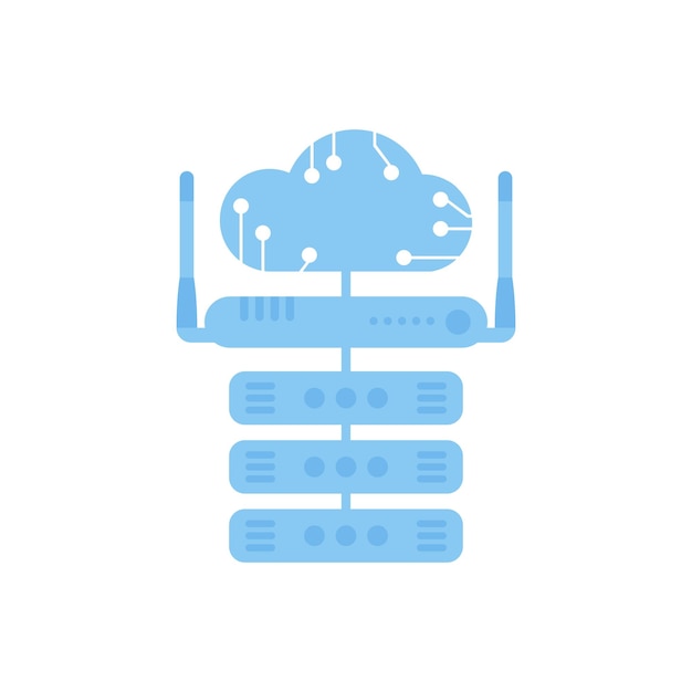 Servers connected to the router IOT and automation concept Isolated Vector