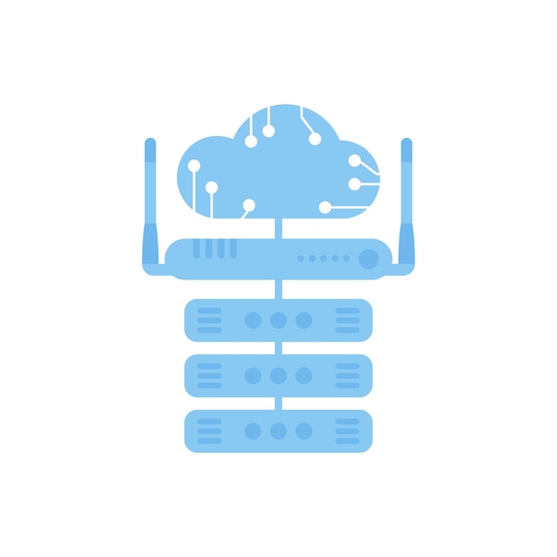 Vector servers connected to the router iot and automation concept isolated vector