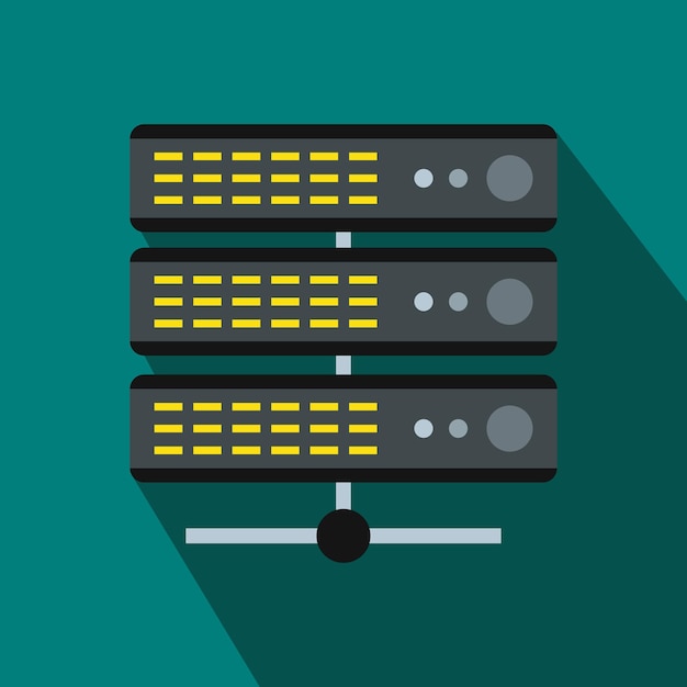 Значок сервера в плоском стиле на синем фоне
