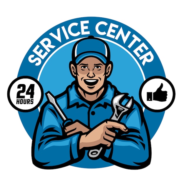 Vector service center worker badge design