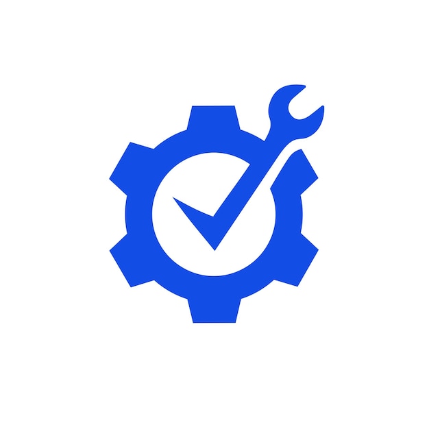 Service check wrench gear cogs logo vector icon illustration