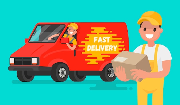 Service fast delivery. illustration in a flat style for mobile apps and websites.