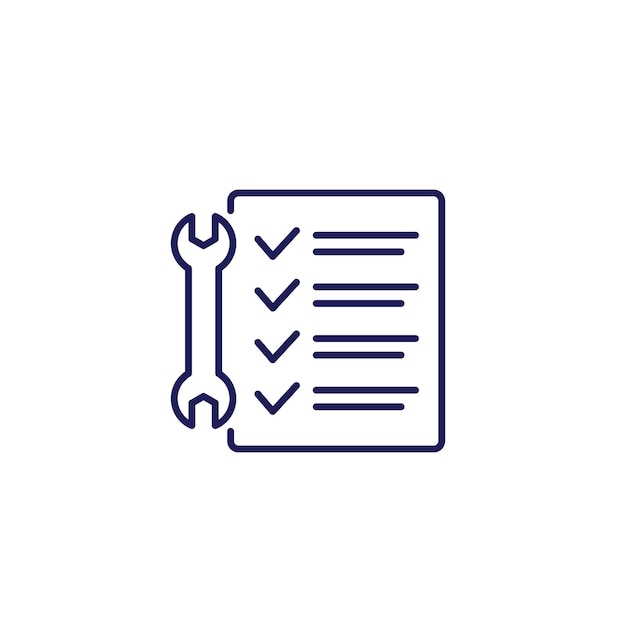 Service list line icon with checklist