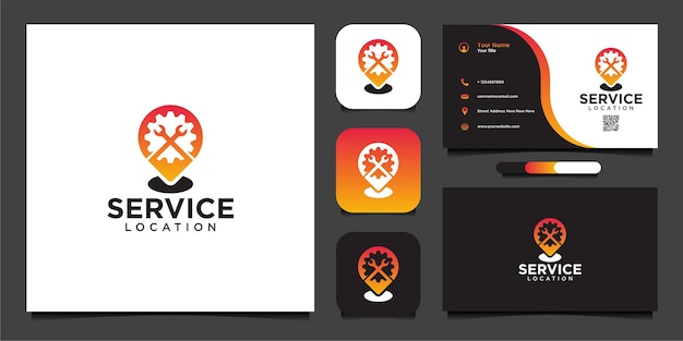 Service locatie logo ontwerp en visitekaartje