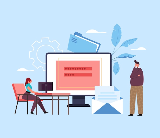 Service login password safety access concept. 