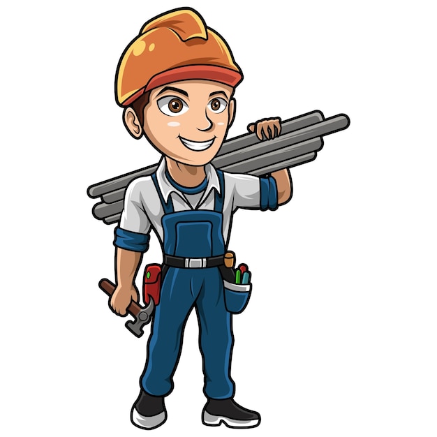 Vector service man cartoon chibi mascotte