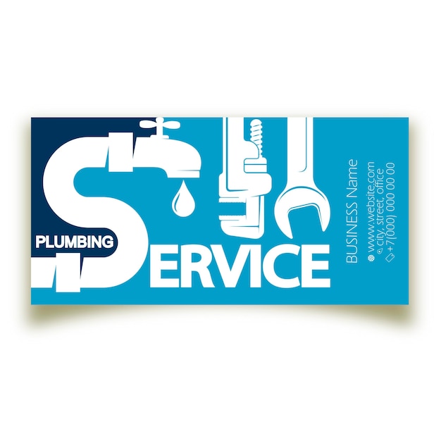 Service plumbing and plumbing systems business card concept