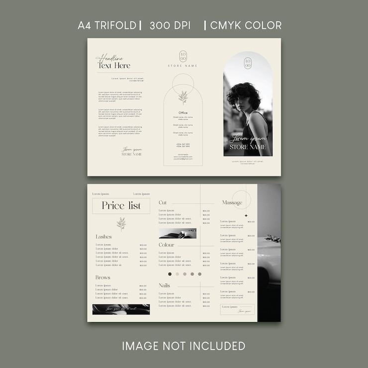 Vector service price list or menu trifold brochure