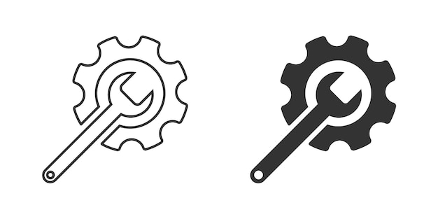 Icona dello strumento di servizio simboli dell'ingranaggio e della chiave inglese icona della ruota dentata illustrazione vettoriale