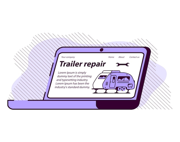 Service for trailer repair RV maintenance Workshop selection on the laptop website