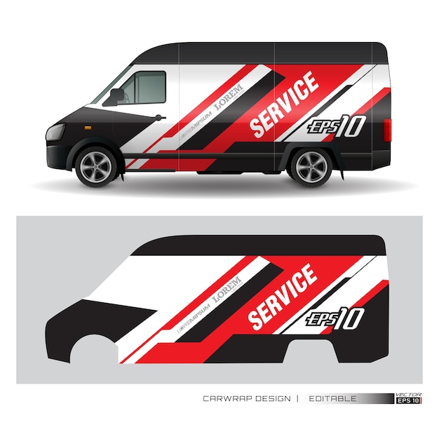 Service van auto wrap ontwerp vector voor raceauto Grafische abstracte streep race achtergrond kit designs_20230501