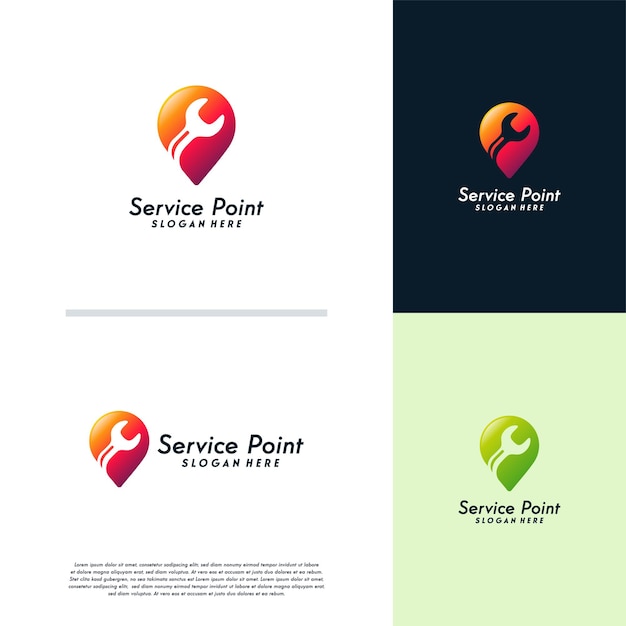 Servicepunt logo ontwerpsjabloon, fixing logo concept