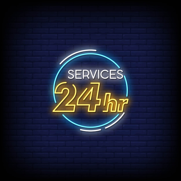 Services 24 Hours Neon Signs Style Text  