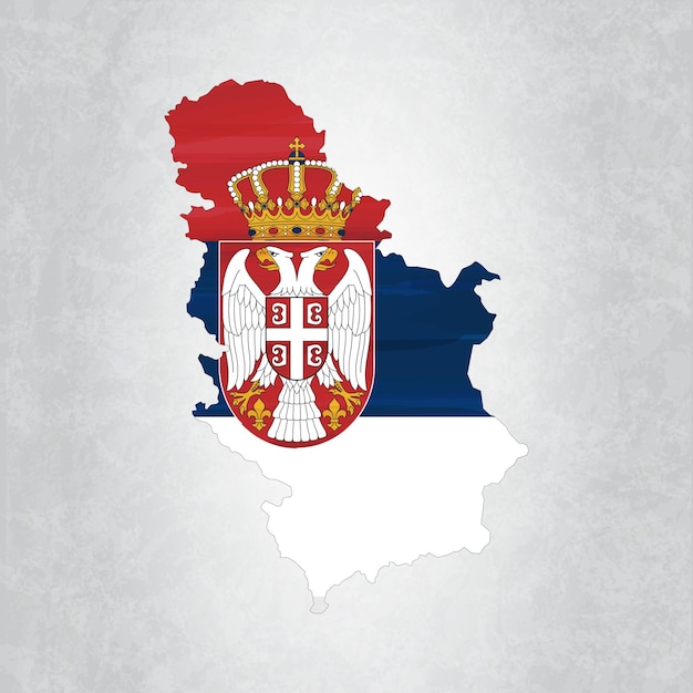 Servië kaart met vlag