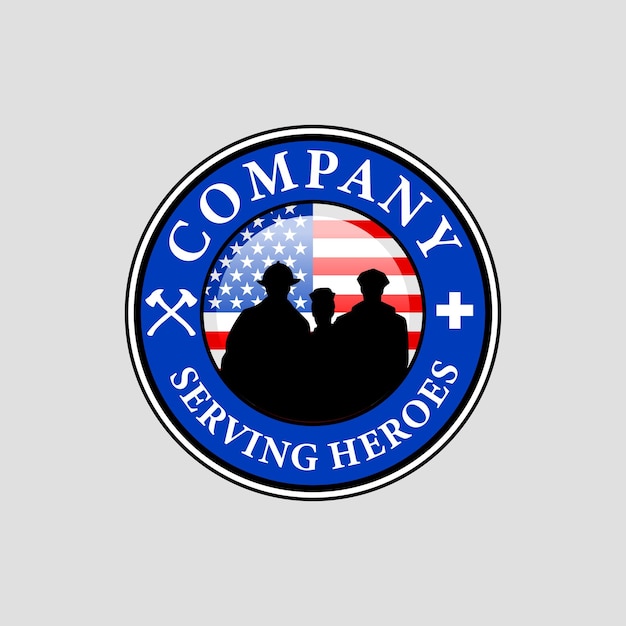 Vector serving heroes logo emblem style vector design