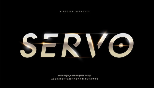 "Servo" Modern glanzend gouden alfabet. futuristische typografische lettertypen