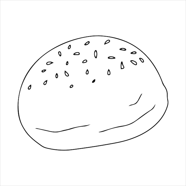 Sesambroodje voor hamburger Botergebak Zoetwaren Broodje voor het ontbijt Bakkerij Vectorillustratie op een witte achtergrond