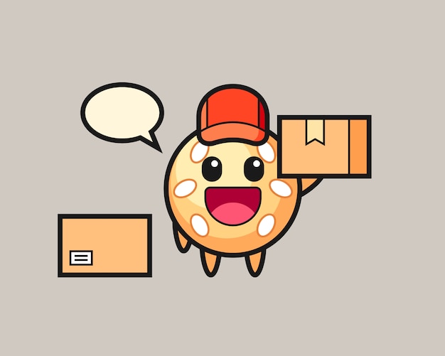 sesame ball cartoon as a courier